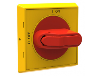 OHYS2PJ Pokrętło żółto-czerwone na drzwi IP65 do OT16...40FT, z możliwością blokady kłódkowej w pozycji 0/OFF, mocowane zatrzas,