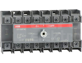 OT100F4C przełącznik (I-0-II) 100A, 4P, napęd z przodu, bez wałka i rączki, osłona zacisków kablowych IP20,,