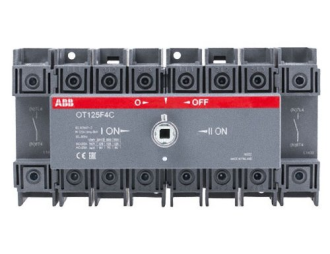 OT125F4C przełącznik (I-0-II) 125A, 4P, napęd z przodu, bez wałka i rączki, osłona zacisków kablowych IP20,,