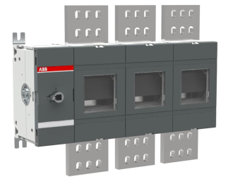 OT2500E03 rozłącznik izolacyjny 2500A, 3P, napęd z przodu, bez wałka i rączki, montaż na płycie montażowej, zestaw śrub do zaci,