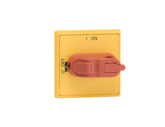 OHYS3AH Pokrętło żółto-czerwone IP54 do OT16...125F, na wałek 6mm, oznaczenie: I-0, ON-OFF, blokada kłódkowa w pozycji OFF,