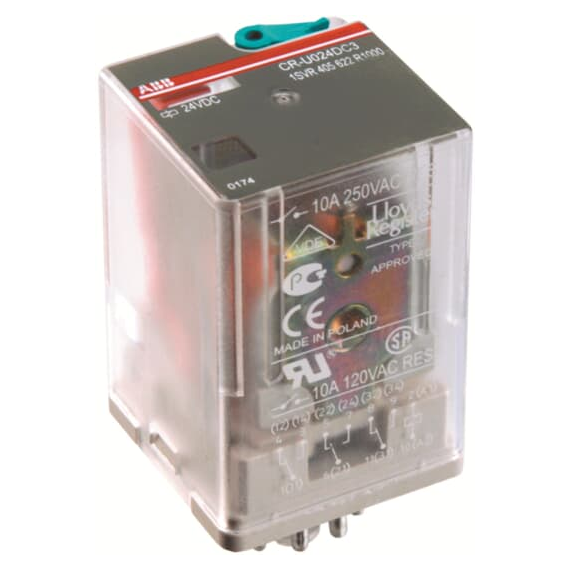 Przekaźnik bez podstawki CR U024DC2L, napięcie zasilania, LED, 24V DC, 2 styki CO, 250V, 10A.