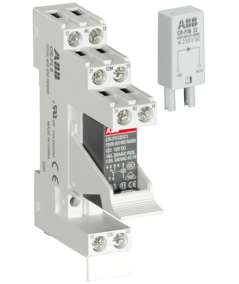 CR-P024DC2SS42V przekaźnik interfejsowy zmontowany z podstawką uchwytem i modułem funkcyjnym