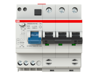 DS203 M AC-B10/0.03 wyłącznik różnicowo-nadprądowy | 3P | char. B | 10A | 10kA | 30mA | AC | bezzwłoczny |,