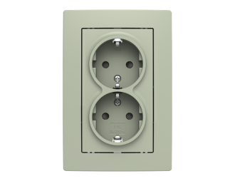 gniazdo SCHUKO podwójne Zoni oliwkowy / biały 5522T-C03458 143 2CHT223458C4143,
