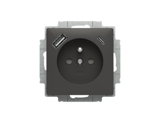 gniazdo z bolcem i przesłonami z USB A+C Zoni czarny matowy 5569T-A32357 237 2CHT693257A4237,