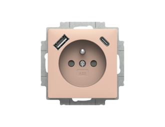 gniazdo z bolcem i przesłonami z USB A+C Zoni pudrowy beżowy 5569T-A32357 242 2CHT693257A4242,