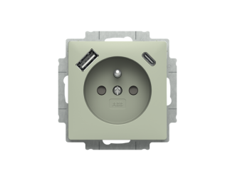 gniazdo z bolcem i przesłonami z USB A+C Zoni oliwkowy 5569T-A32357 243 2CHT693257A4243,