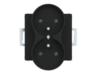 podwójne gniazdo z bolcem i przesłonami Zoni czarny matowy 5512T-A04359 237 2CHT124359A4237,